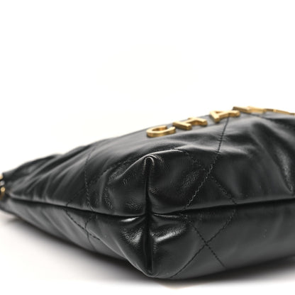 Shiny Calfskin Quilted Mini Chanel 22 Black