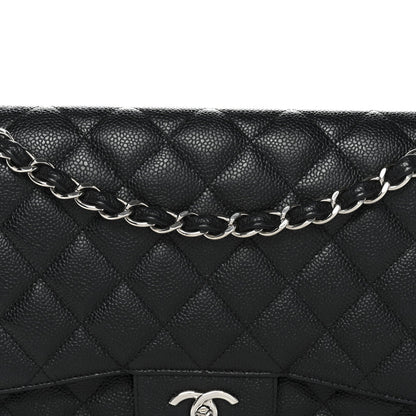 Caviar Quilted Jumbo Double Flap Black
