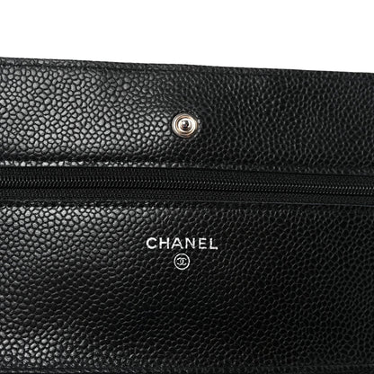 Caviar Quilted Wallet on Chain WOC Black