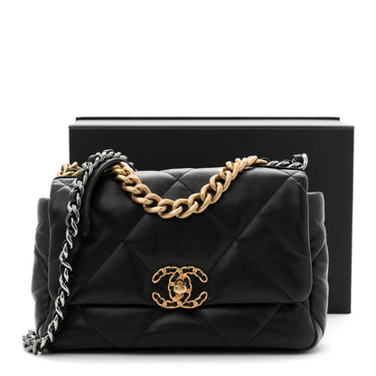Lambskin Quilted Medium Chanel 19 Flap Black