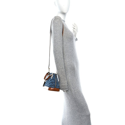 Denim Calfskin Reverse Monogram Malletage Alma BB Blue