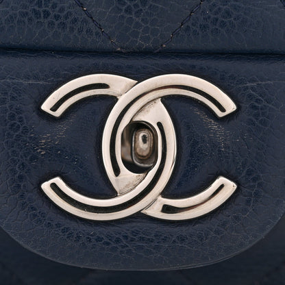Caviar Quilted Maxi Double Flap Navy Blue