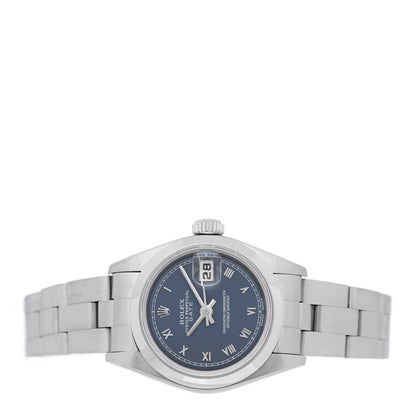 Stainless Steel 26mm Oyster Perpetual Date Watch Blue Roman 69160