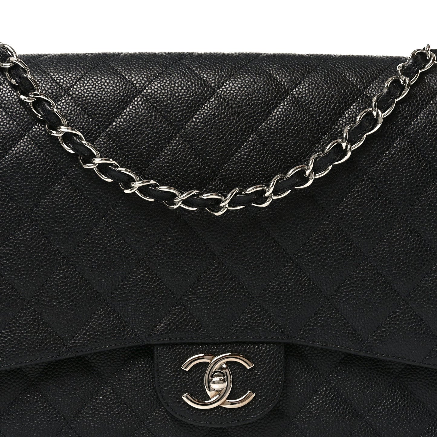 Caviar Quilted Maxi Double Flap Black