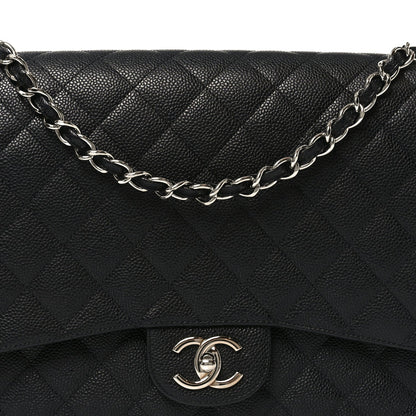 Caviar Quilted Maxi Double Flap Black