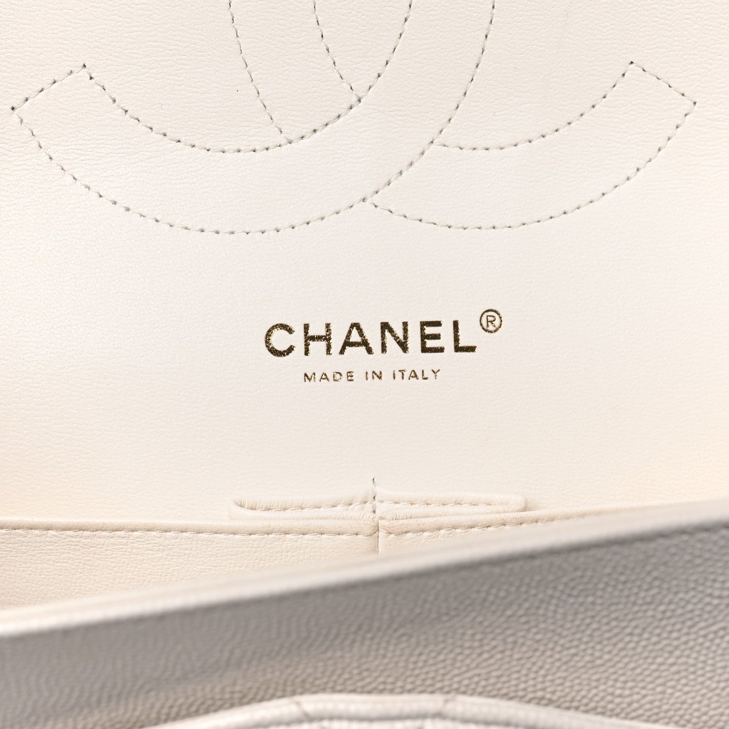 Caviar Quilted Jumbo Double Flap White