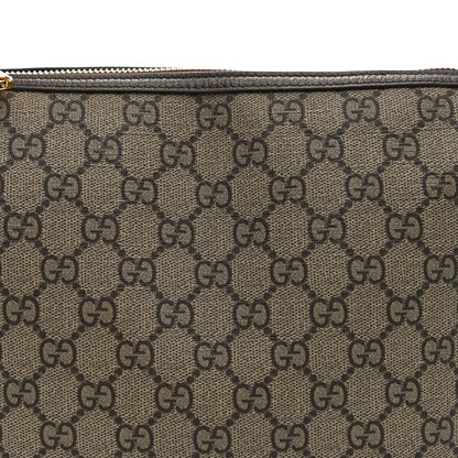 GG Supreme Monogram Textured Calfskin Web Super Mini Ophidia Shoulder Bag Beige Ebony New Acero