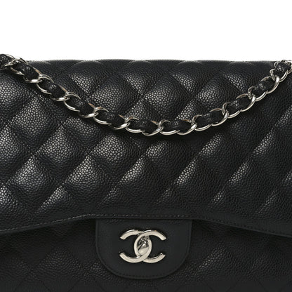 Caviar Quilted Jumbo Double Flap Black