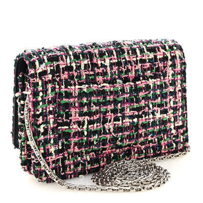 Tweed Quilted Reissue Wallet On Chain WOC Pink Multicolor