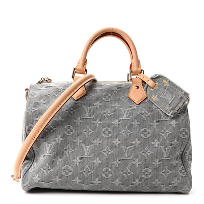 Monogram Denim Speedy Soft 30 Washed Gray