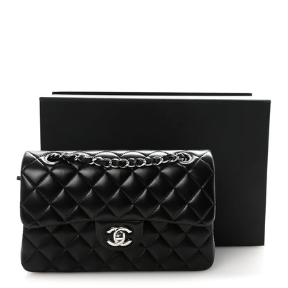 Lambskin Quilted Small Double Flap Black