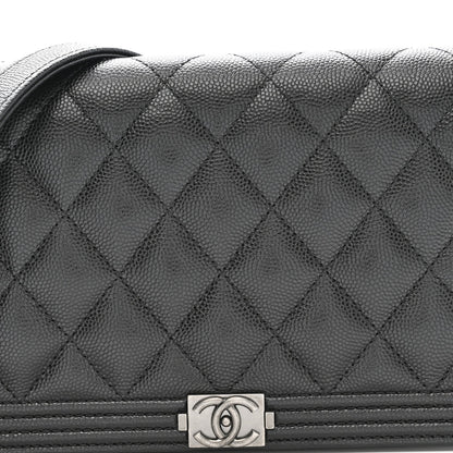 Caviar Quilted Boy Wallet On Chain WOC Black
