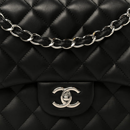 Lambskin Quilted Jumbo Double Flap Black