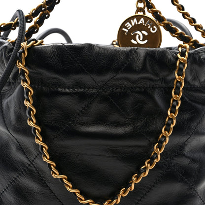 Shiny Calfskin Quilted Mini Chanel 22 Black