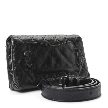 Glazed Calfskin Quilted 2.55 Reissue Flap Belt Bag Clutch 85 34 Black