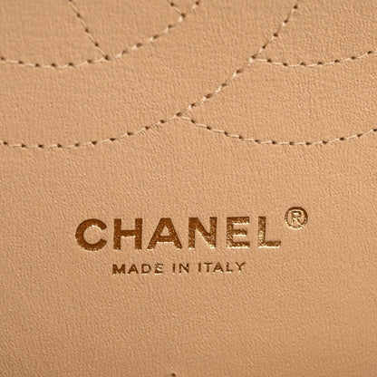 Caviar Quilted Jumbo Double Flap Beige