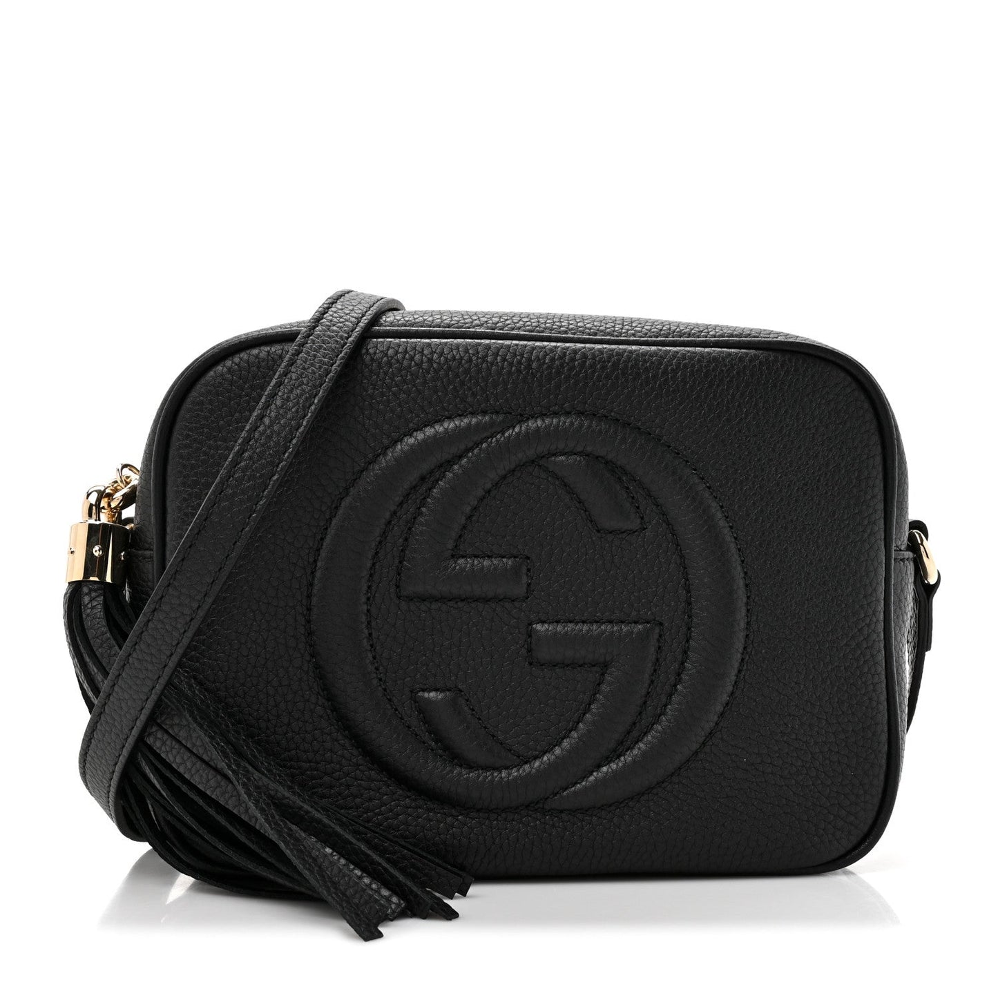 Pebbled Calfskin Small Soho Disco Bag Black