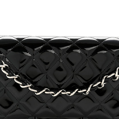 Patent Quilted Jumbo Double Flap Black