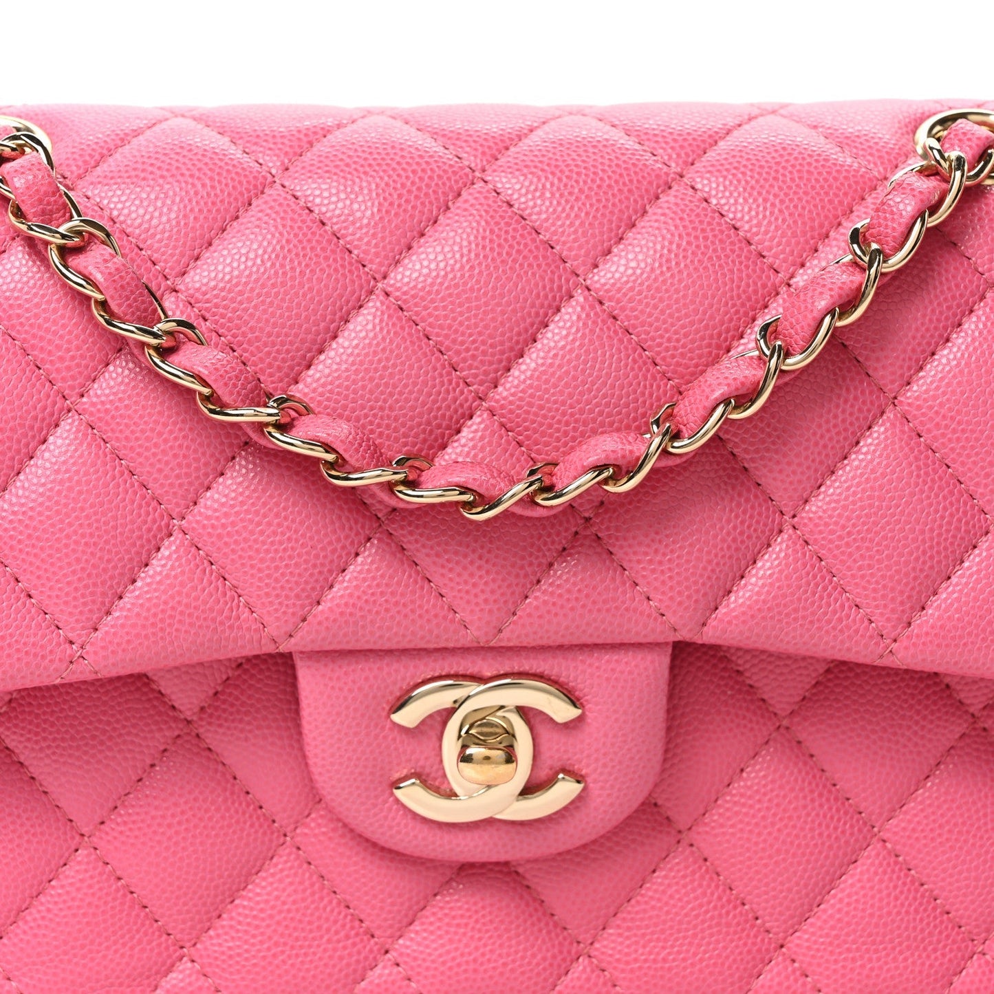 Caviar Quilted Small Double Flap Pink