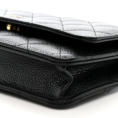 Caviar Quilted Wallet on Chain WOC Black