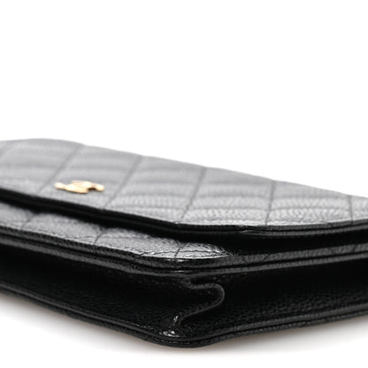 Caviar Quilted Wallet on Chain WOC Black