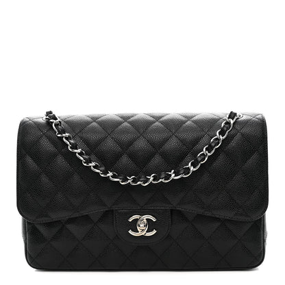 Caviar Quilted Jumbo Double Flap Black