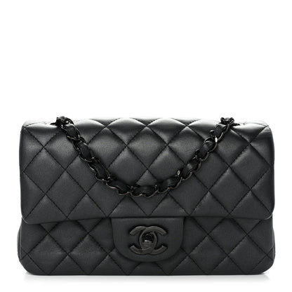 Lambskin Quilted Mini Rectangular Flap So Black