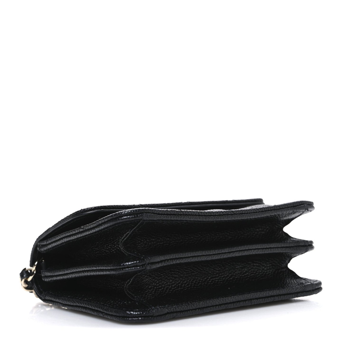 Caviar Quilted Mini Ribbon Wallet On Chain WOC Black