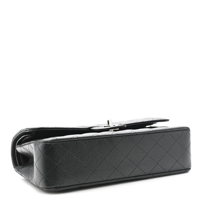 Caviar Quilted Medium Double Flap Black
