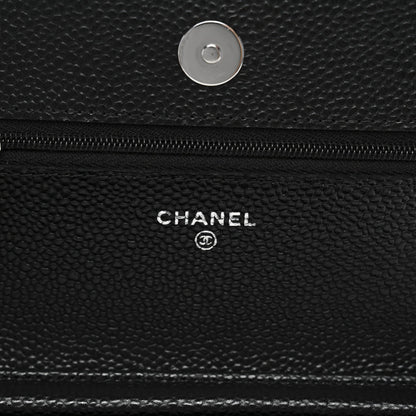 Caviar Quilted Wallet on Chain WOC Black