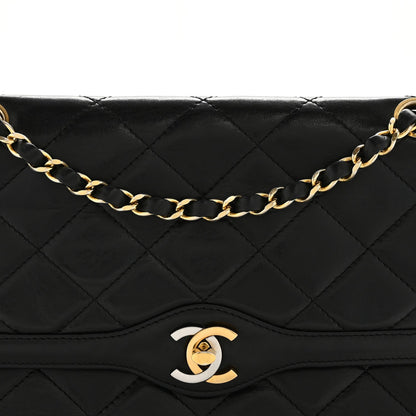 Lambskin Medium Double Flap Black