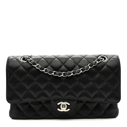 Caviar Quilted Medium Double Flap Black