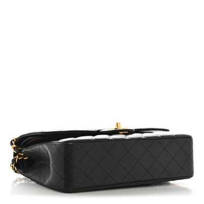 Caviar Quilted Medium Double Flap Black