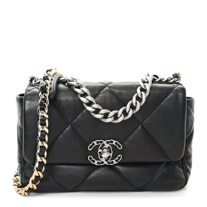 Lambskin Quilted Medium Chanel 19 Flap Black
