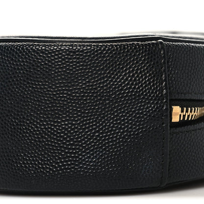 Caviar Quilted Round Filigree Crossbody Black