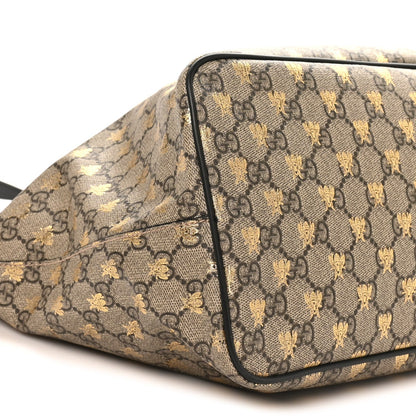 Soft GG Supreme Monogram Bees Medium Crossbody Tote Beige Oro Black