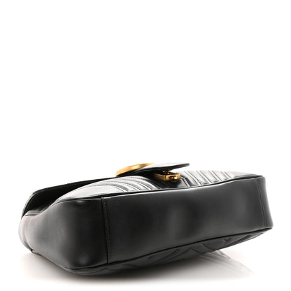Calfskin Matelasse Medium GG Marmont Shoulder Bag Black