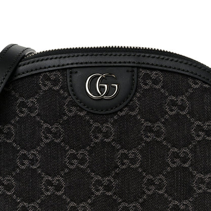 Denim Cuoio Harness GG Monogram Small Ophidia Dome Shoulder Bag Black Medium Grey