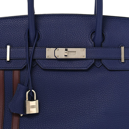 Togo Swift Officier Birkin 30 Bleu Encre Rouge H