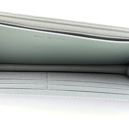 Iridescent Calfskin Quilted Wallet On Chain WOC Light Blue
