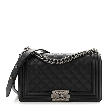 Caviar Quilted Medium Boy Flap Black