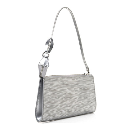 Epi Pochette Accessories Metallic Silver