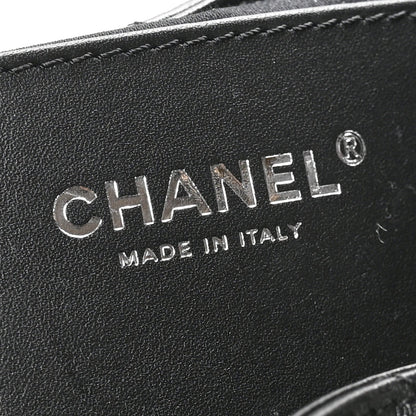 Shiny Crumpled Calfskin Quilted Small Chanel 25 Handbag Black