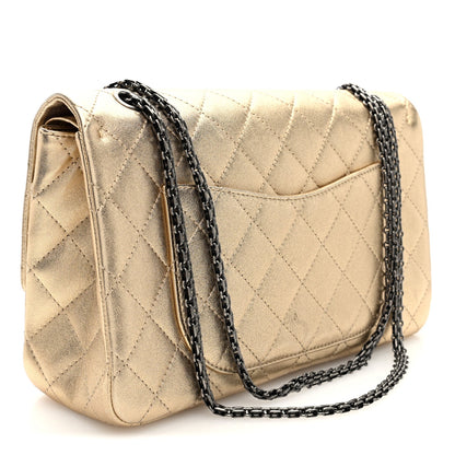 Metallic Aged Calfskin Quilted 2.55 Reissue 227 Flap Pale Gold