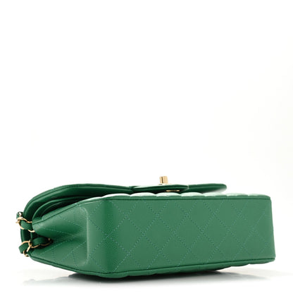 Caviar Quilted Small Double Flap Green