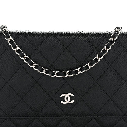 Caviar Quilted Wallet on Chain WOC Black