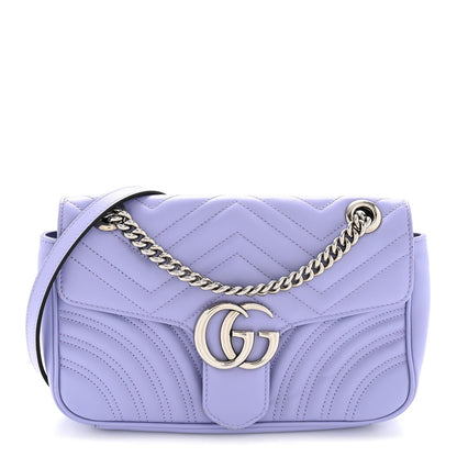 Calfskin Matelasse Small GG Marmont Shoulder Bag Lapis