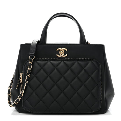 Caviar Quilted Small Business Affinity Shopping Bag Black