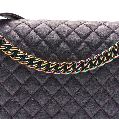 Iridescent Goatskin Quilted New Medium Boy Flap Purple