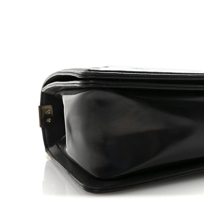 Iridescent Glazed Calfskin Quilted New Medium Boy Flap Black
